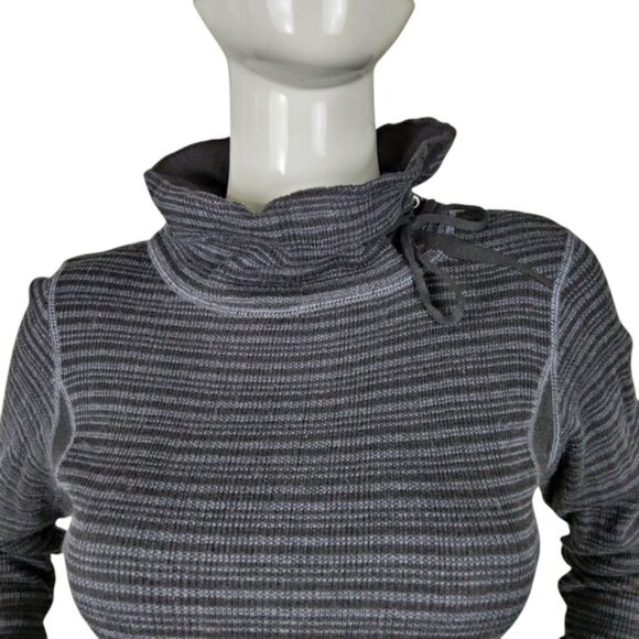 Prana Black and Gray Striped Knit Mini Dress Size Small - Picture 4 of 8